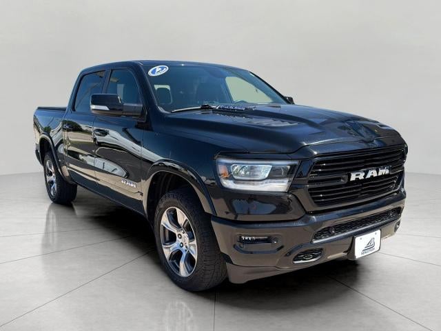 2019 RAM 1500 Laramie Crew Cab 4x4 5'7" Box in Diamond Black Crystal Pearlcoat — front three-quarter view